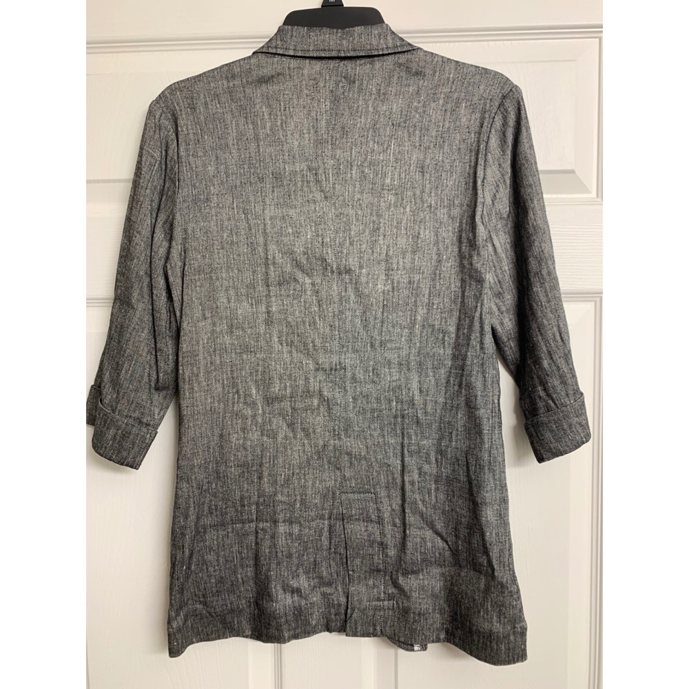 Lark & Wolff Urban Outfitters Grey Linen Blend 3/4 Sleeve Blazer Jacket Medium - Picture 3 of 8